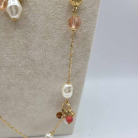 Talbots Gold and Pink Multi-Strand Necklace - Picture 9 of 13